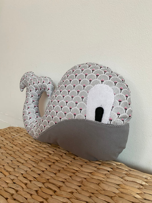 Doudou Baleine - Argenté/Gris - Fabrication artisanale