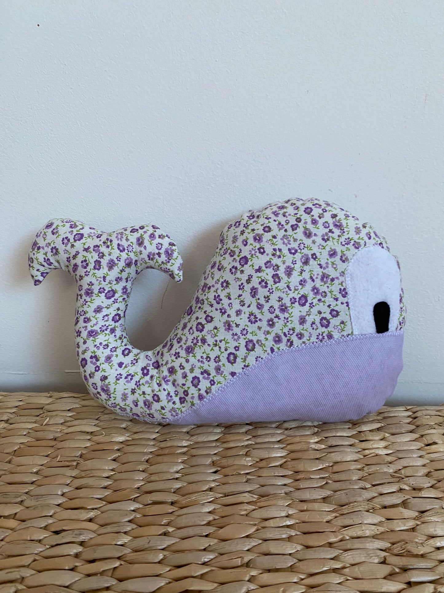 Doudou Baleine - Liberty mauve/Mauve - Fabrication artisanale