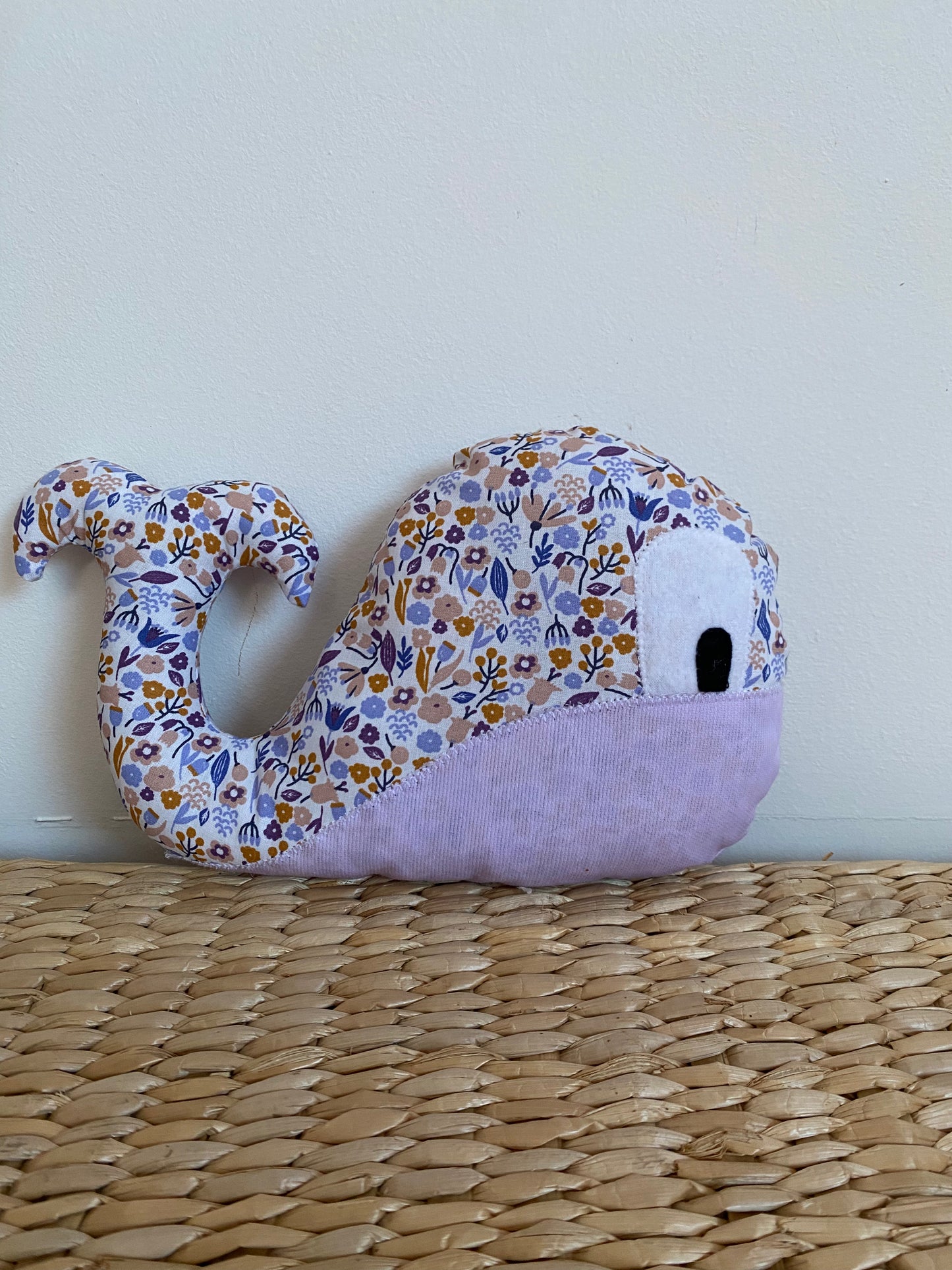Doudou Baleine - Liberty violet/Mauve - Fabrication artisanale