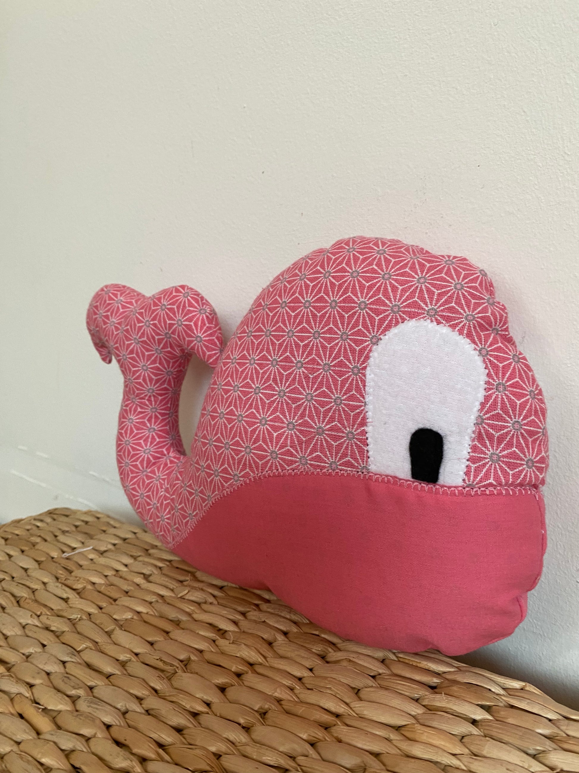 Doudou Baleine - Rose foncé/Rose - Fabrication artisanale