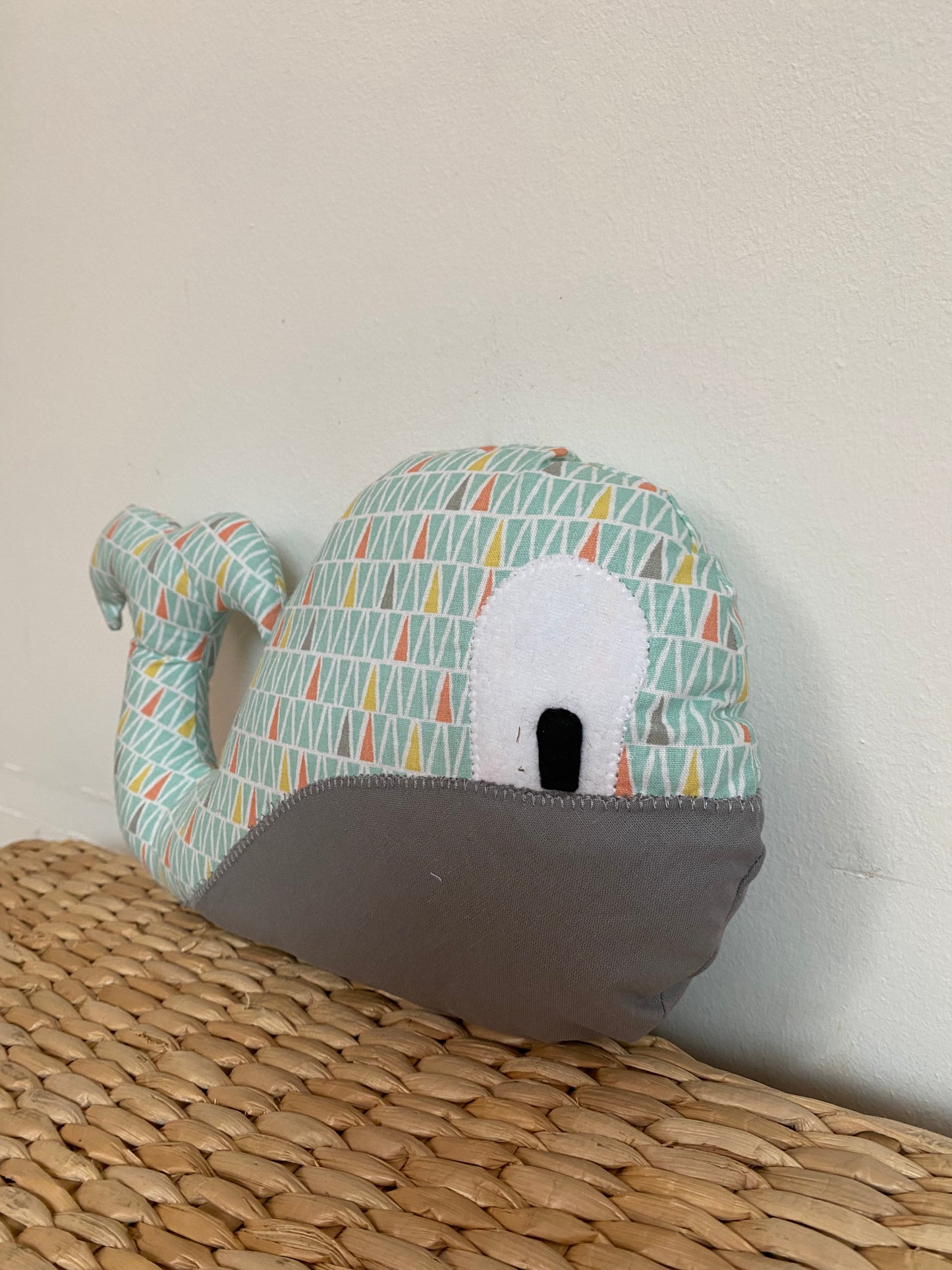 Doudou Baleine - Vert d'eau/Gris - Fabrication artisanale