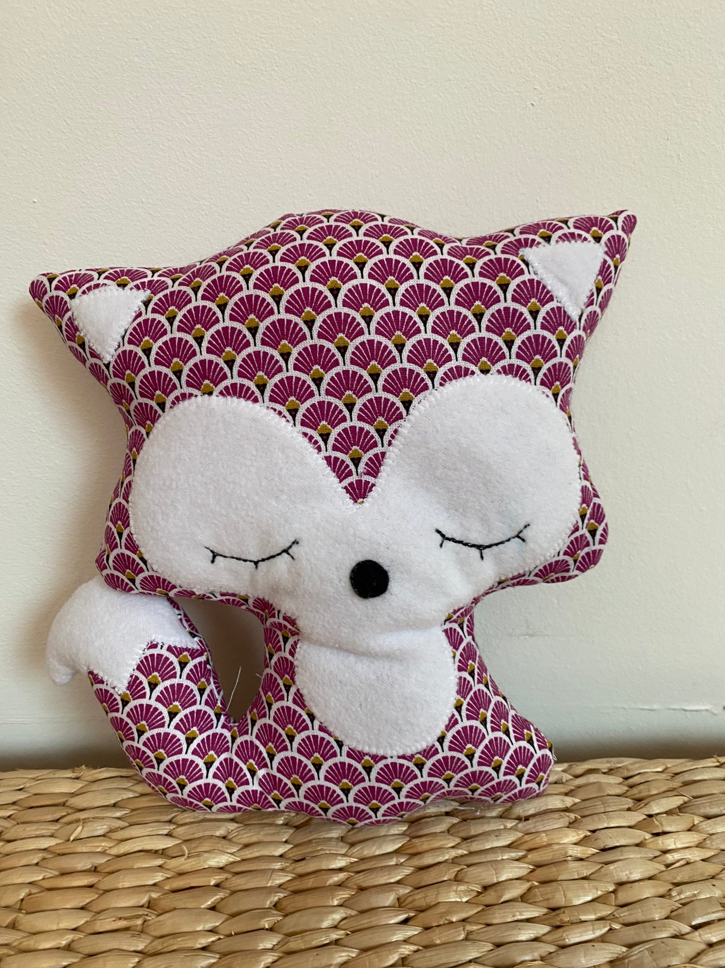 Doudou Renard moyen - Framboise éventail - Fabrication artisanale vue face