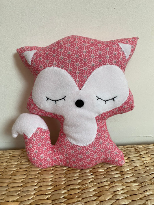 Doudou Renard moyen - Rose géométrique - fabrication artisanale vue face