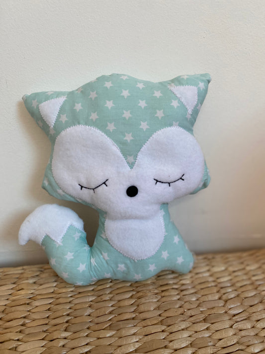 Doudou Renard moyen - Vert d'eau/étoiles - Fabrication artisanale