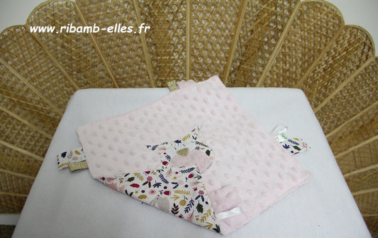 Doudou étiquettes - Collection Hibou - Rose - Fabrication  artisanale
