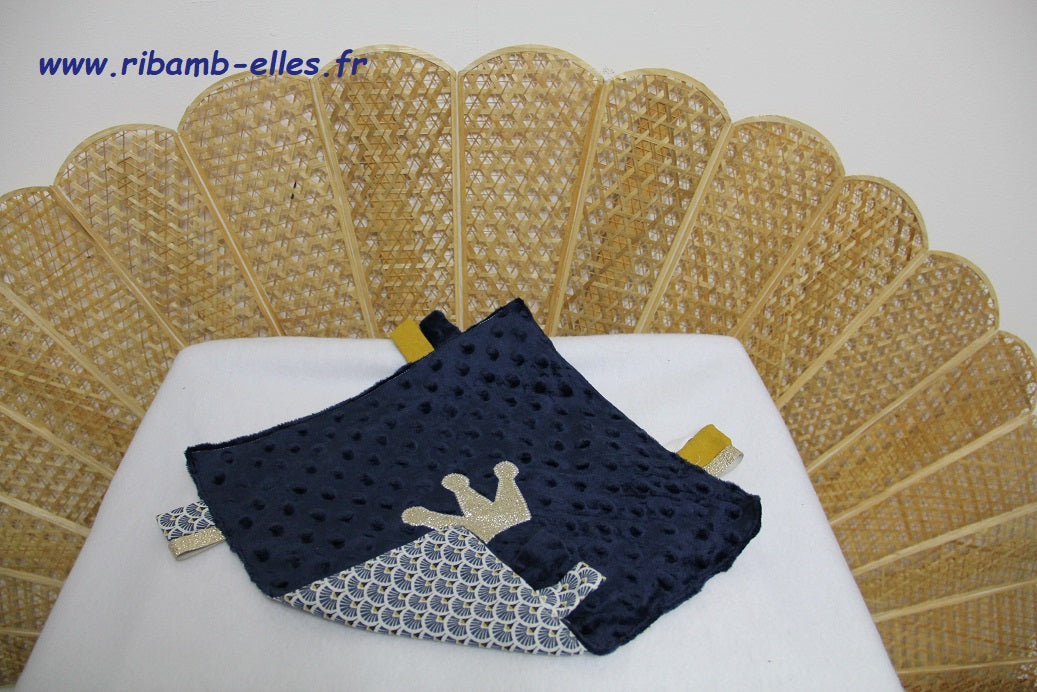 Doudou étiquettes - Collection Princes&Princesses - Bleu nuit - Fabrication artisanale