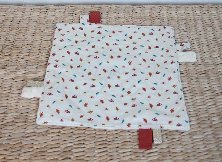 Doudou étiquettes - Collection Renard - Crème / Rouille - Fabrication artisanale vue revers