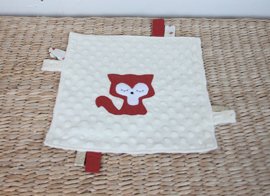 Doudou étiquettes - Collection Renard - Crème / Rouille - Fabrication artisanale