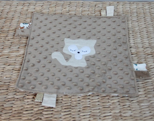 Doudou étiquettes - Collection Renard - Taupe/Crème - Fabrication artisanale