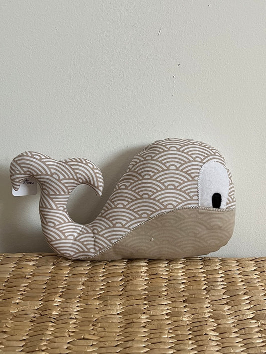 Doudou Baleine - Taupe vague/Taupe - Fabrication artisanale vue face