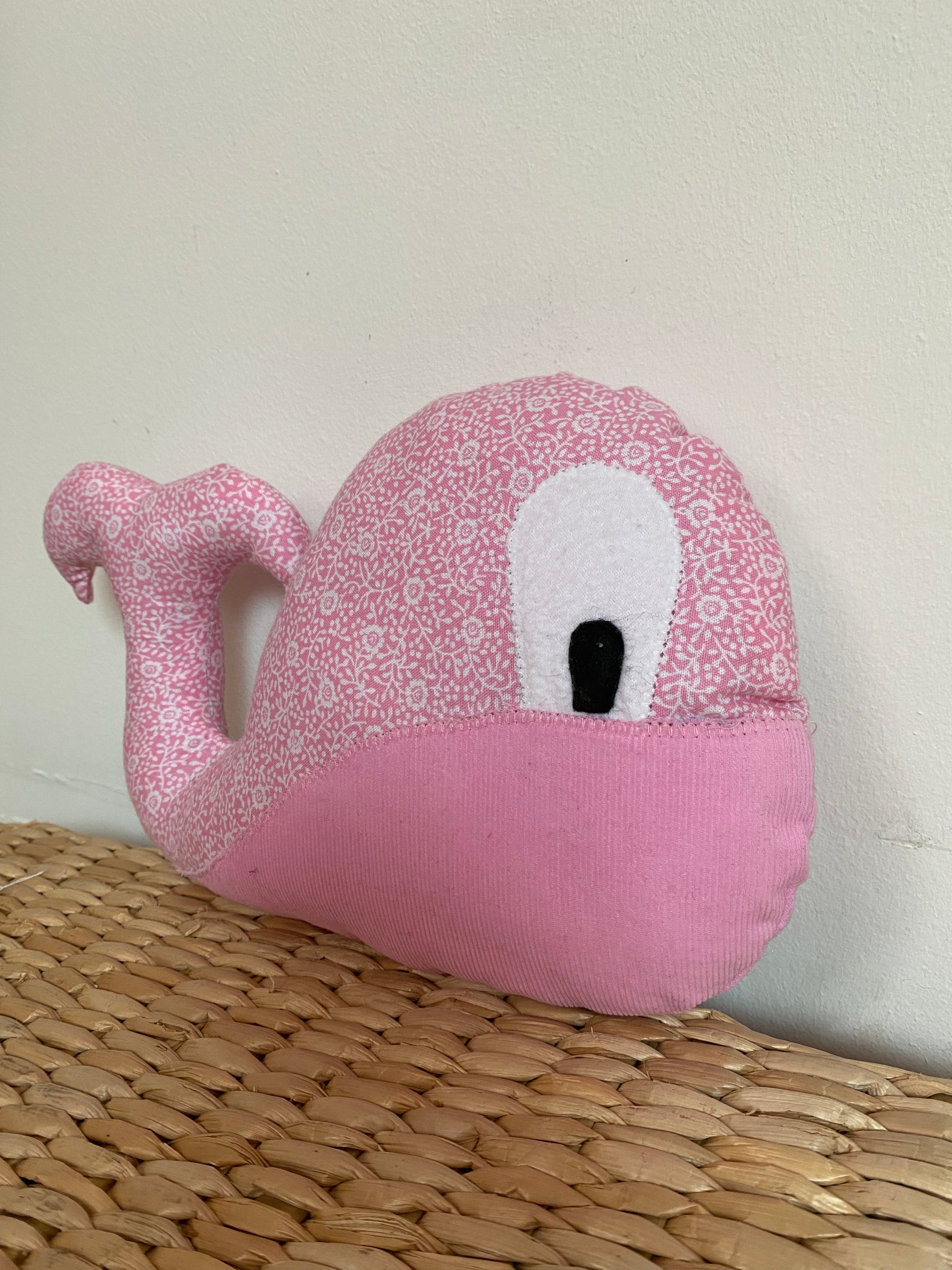 Doudou Baleine - Rose/Rose - Fabrication artisanale