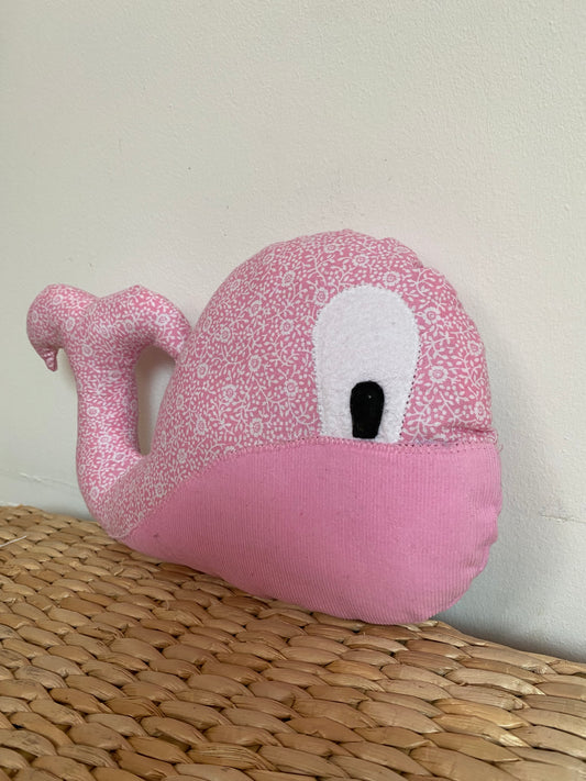 Doudou Baleine - Rose/Rose - Fabrication artisanale