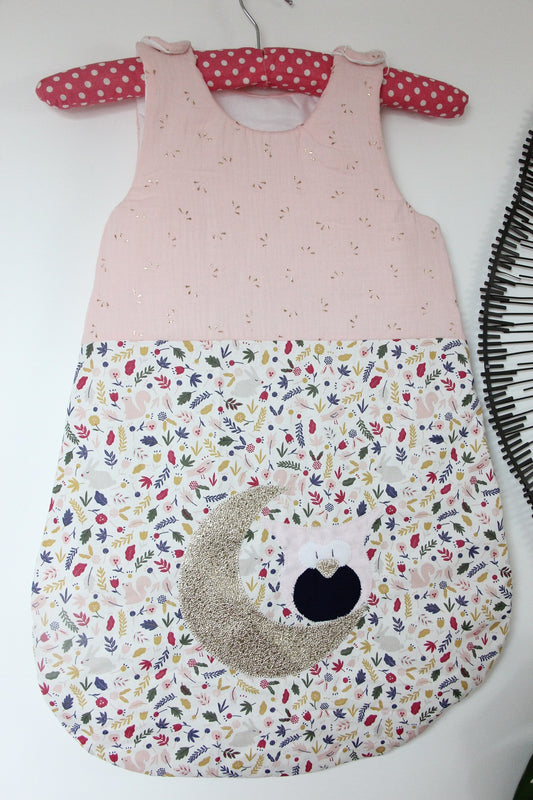 Gigoteuse 0-6M Mi saison - fait main – motif hiboux- rose/liberty | Fabrication française