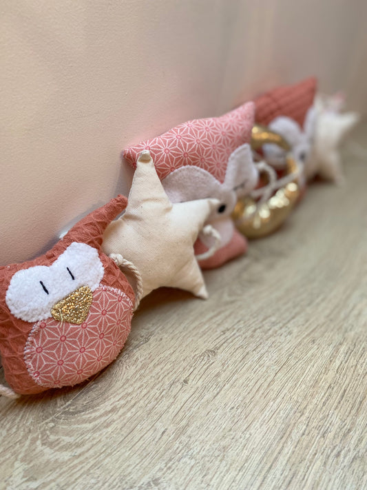 Guirlandes Hiboux/Renards - Vieux rose/Crème –  fabrication française