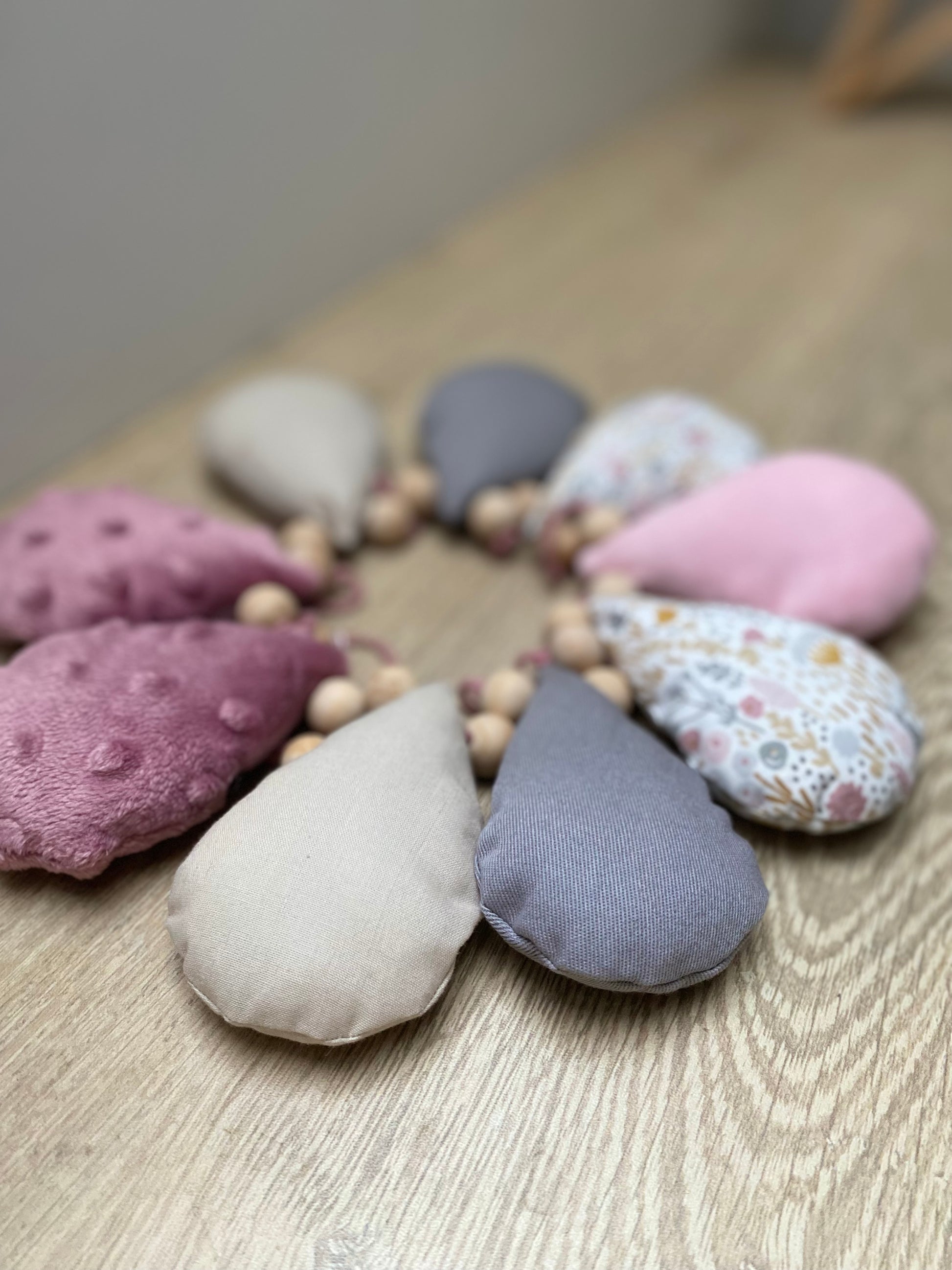 Guirlandes gouttes - Rose/Vieux rose/Gris - fabrication française