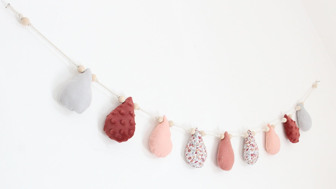 Guirlandes gouttes - Rose/terracotta/Gris - fabrication française vue ensemble