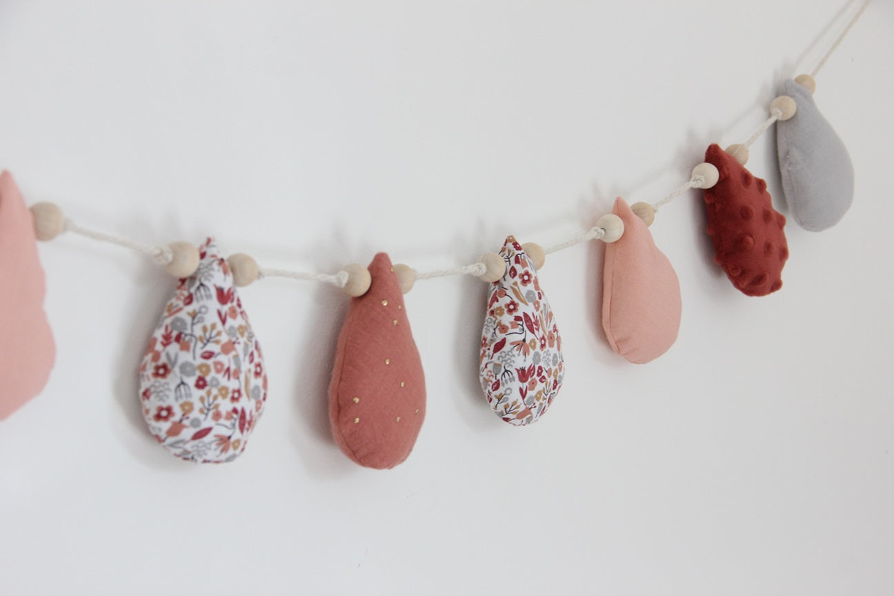 Guirlandes gouttes - Rose/terracotta/Gris - fabrication française