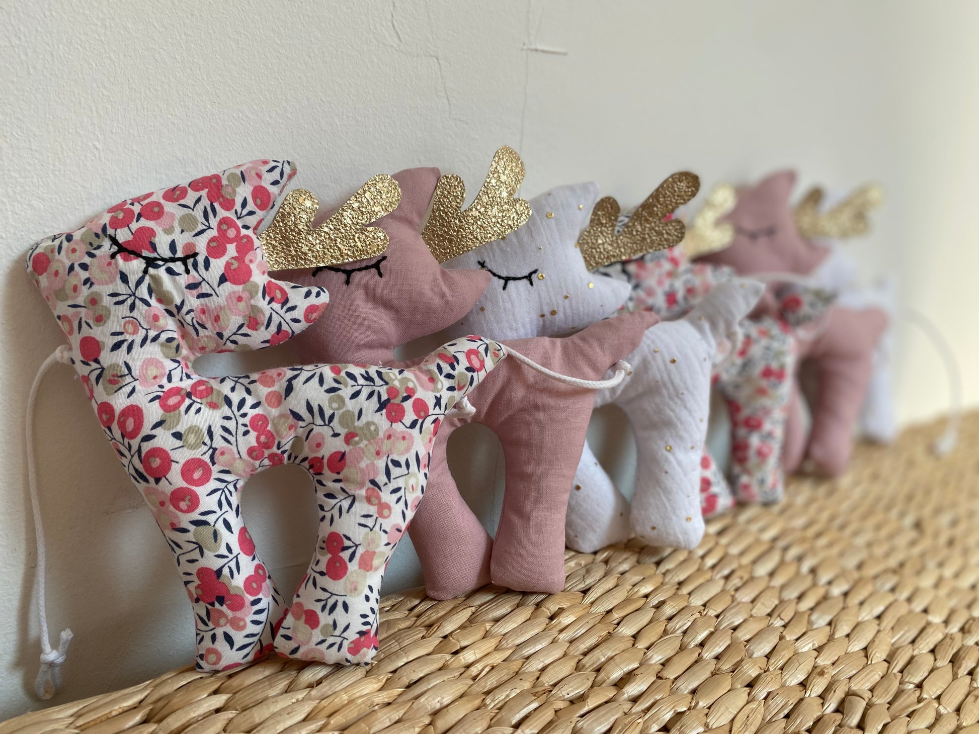 Guirlandes – thème petit faons | Ton vieux rose/liberty – fabrication française