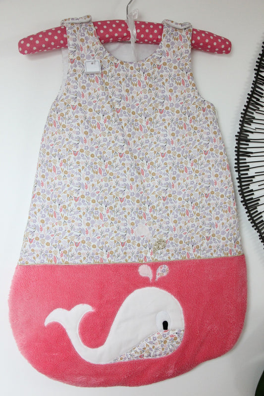 Gigoteuse Hiver 0-6M - Collection Baleine - Rose bombon/Parme