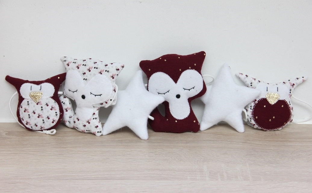 Guirlandes - Collection Hibou&Renard - Bordeaux/Blanc