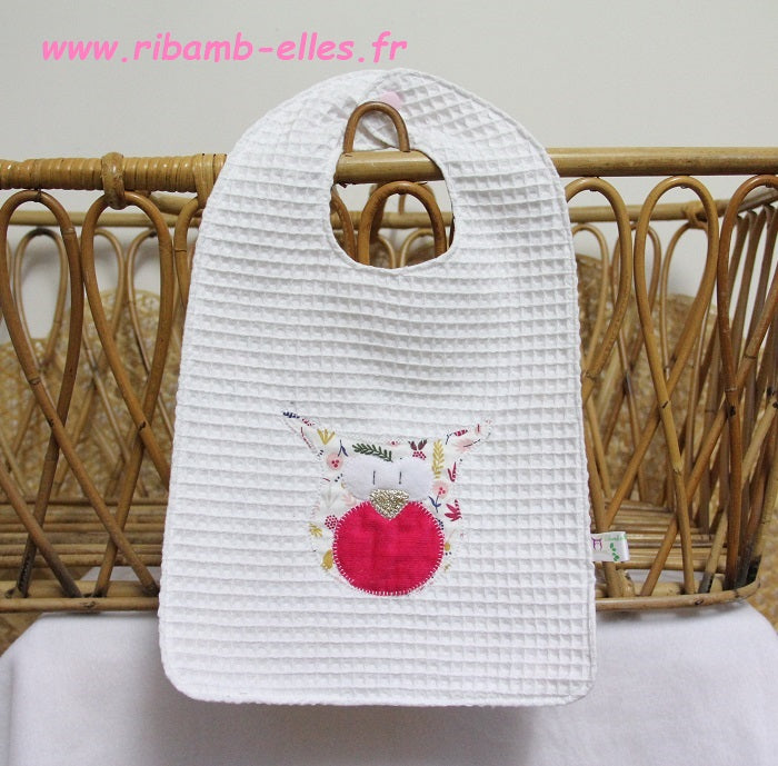 Bavoir - Collection Hibou - Rose/Blanc