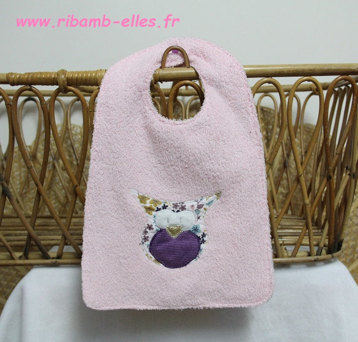 Bavoir - Collection Hibou - Rose/Violet