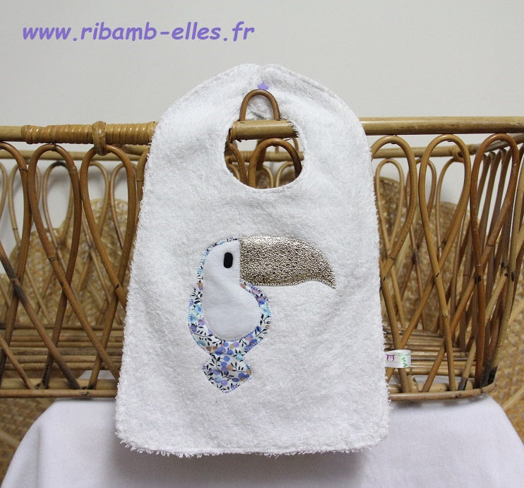 Bavoir - Collection Toucan - Blanc/Violet