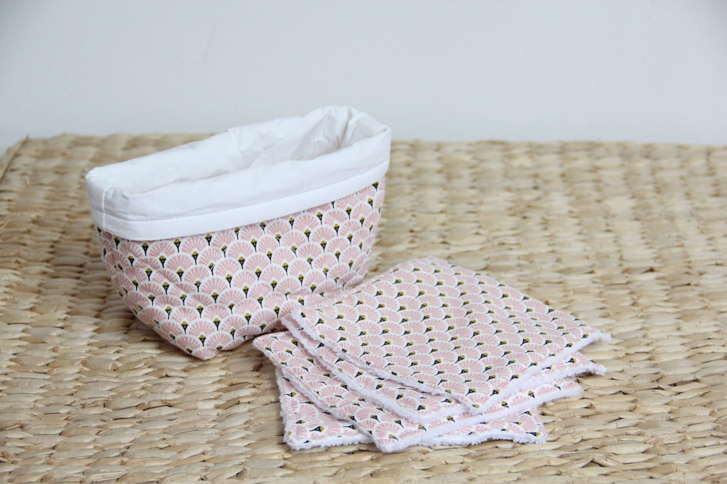 Panière de lingettes  - Blanc/Rose