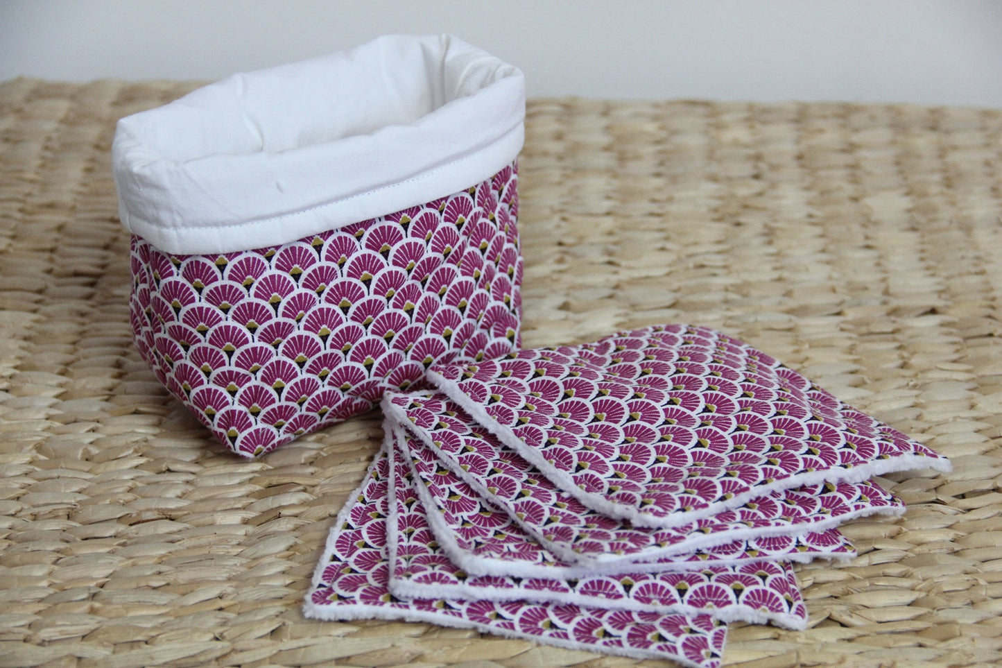 Panière de lingettes  - Blanc/Rose Fuschia