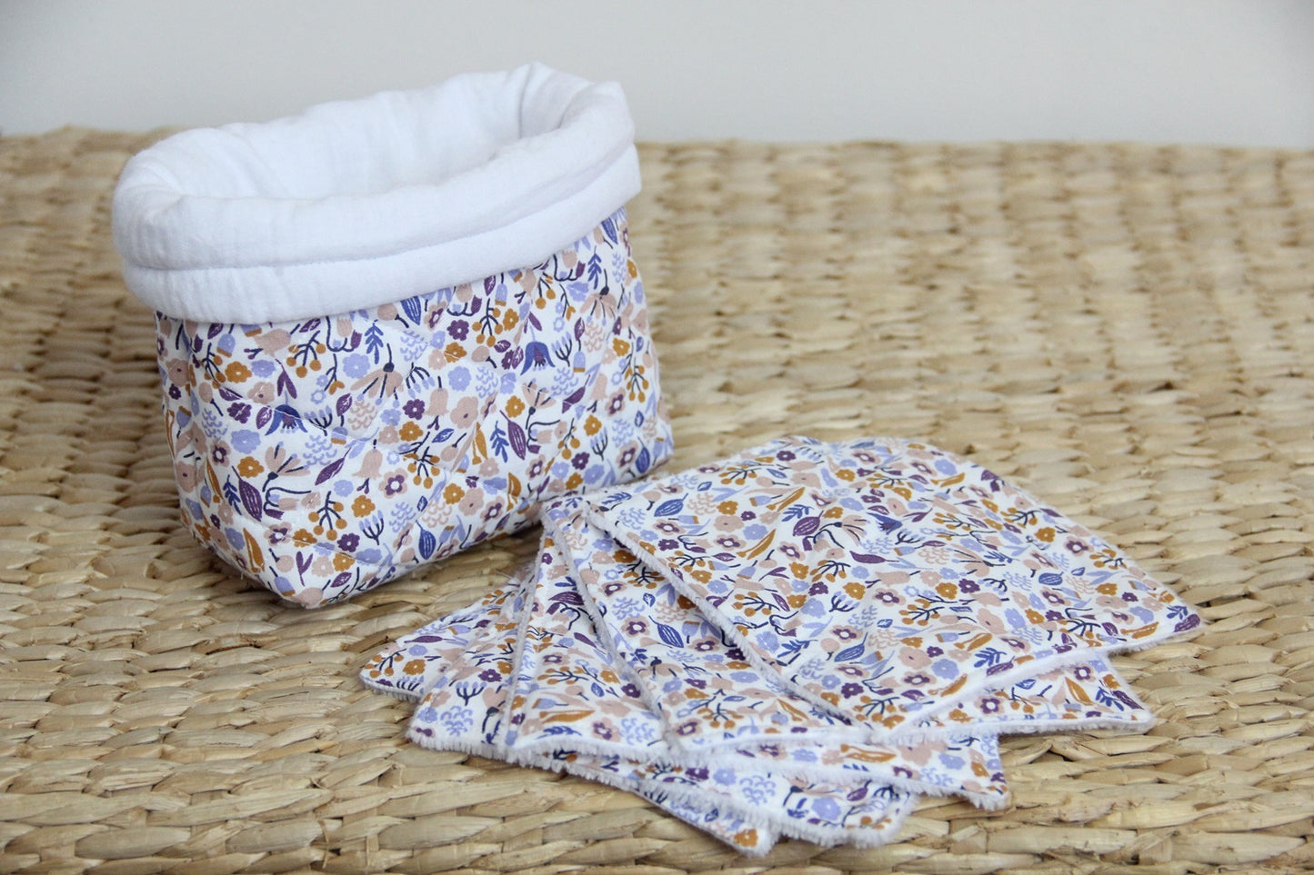 Panière de lingettes  - Blanc/Liberty parme