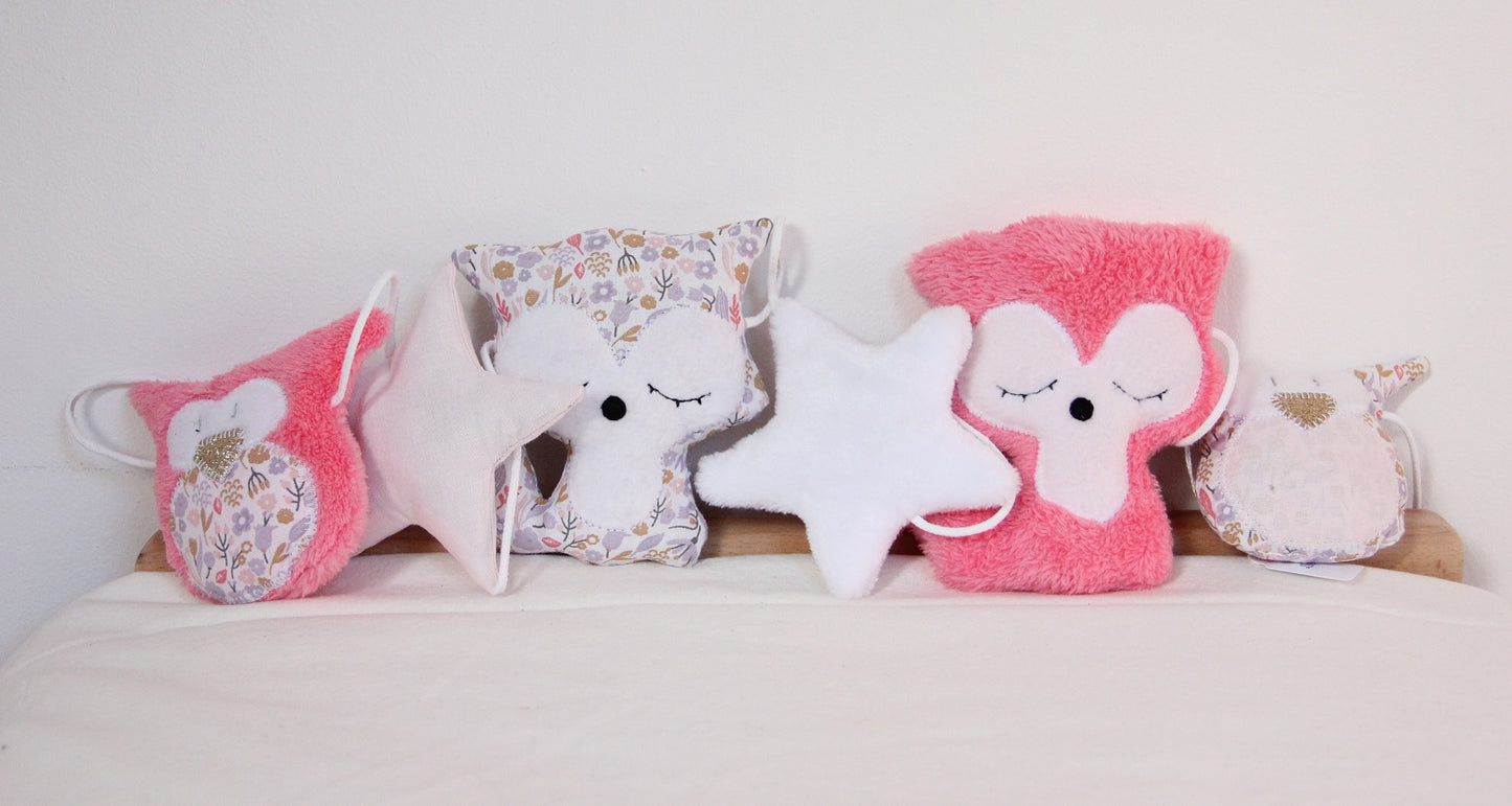 Guirlandes - Collection Hibou&Renard - Rose Bombon/Blanc