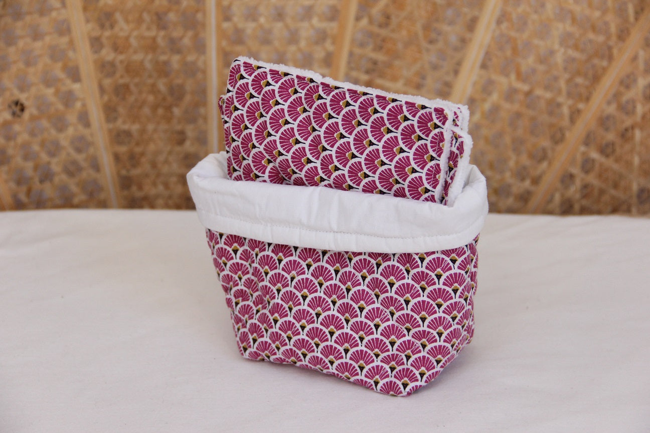 Kit de toilettes - Blanc/Eventail framboise