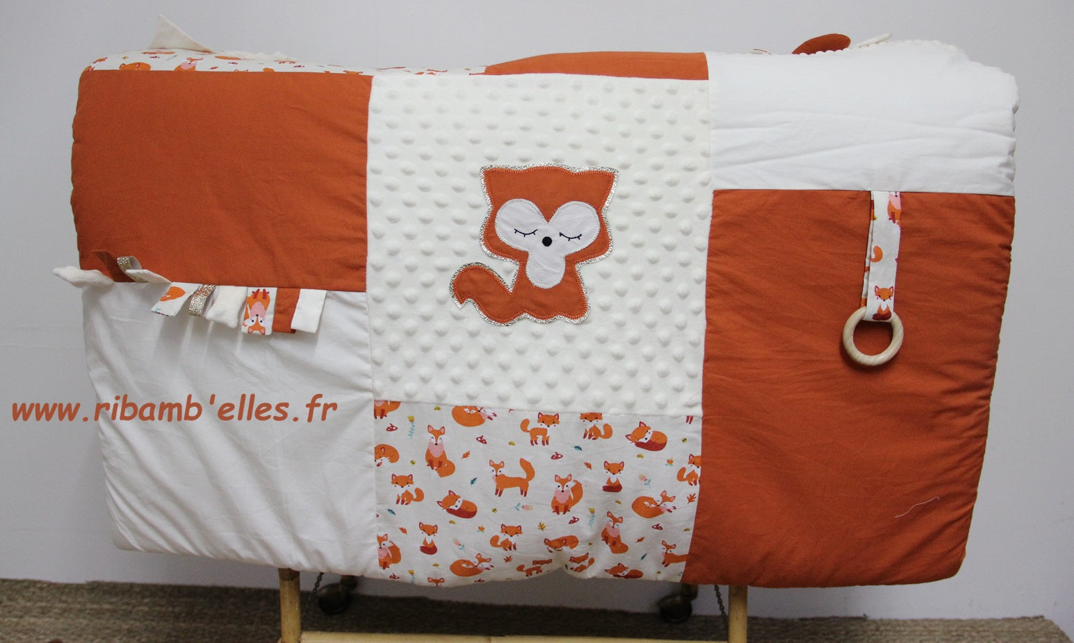 Tapis d'éveil - Collection Renard - Orange/Crème - Fabrication artisanale vue 3