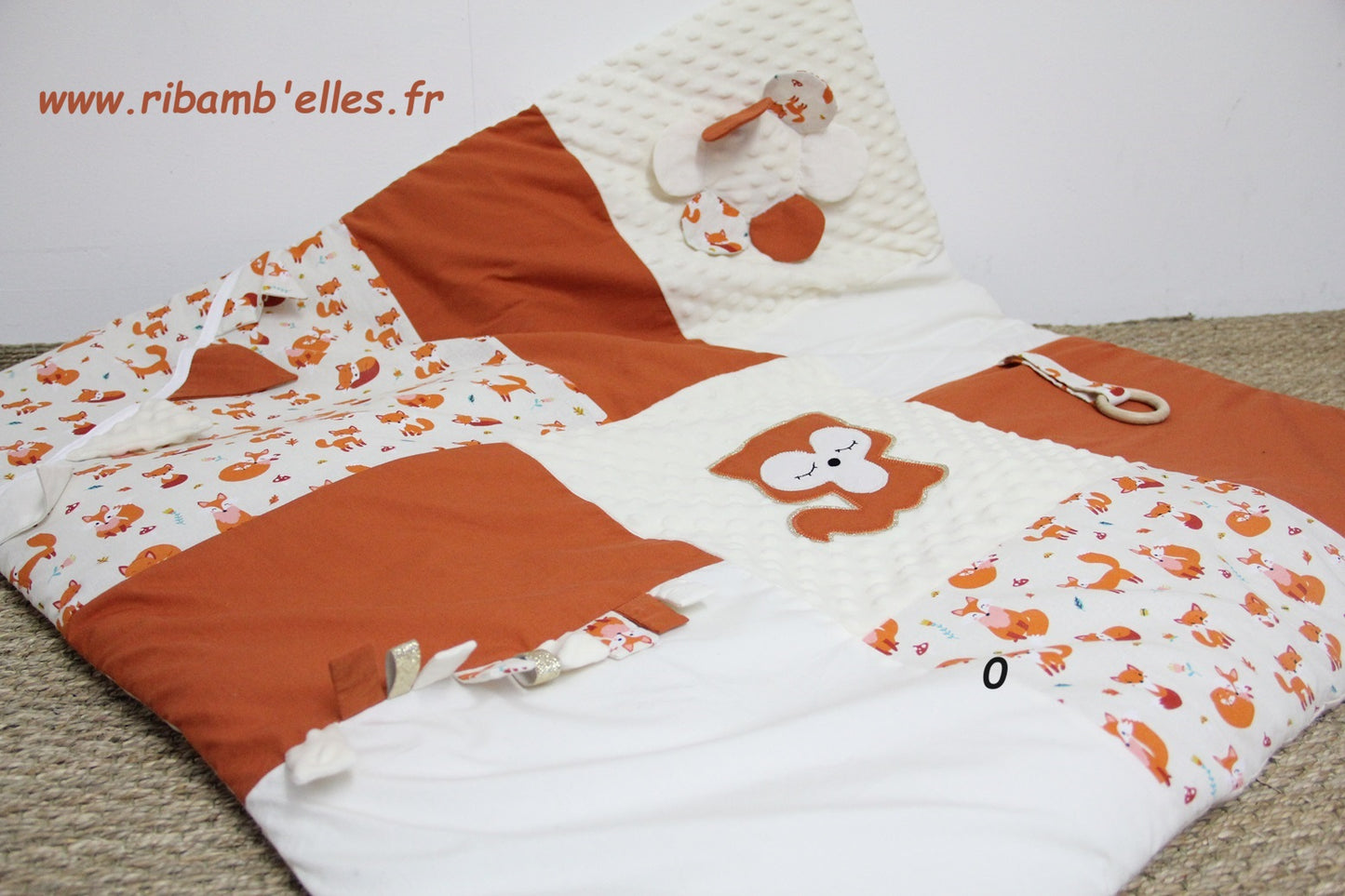 Tapis d'éveil - Collection Renard - Orange/Crème - Fabrication artisanale