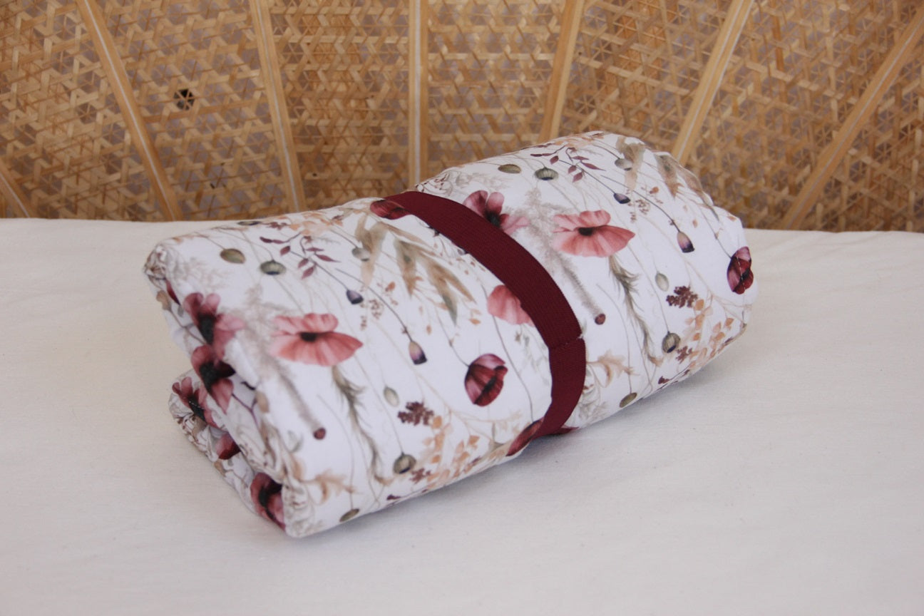 Tapis nomade - Vieux rose/Motif Fleurs - Fabrication artisanale