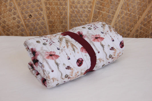 Tapis nomade - Vieux rose/Motif Fleurs - Fabrication artisanale