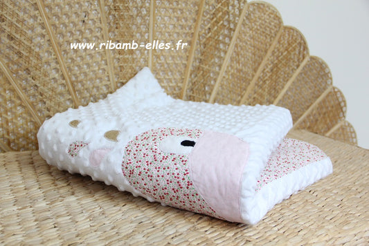 couverture bébé fait main baleine pour poussette rose et liberty