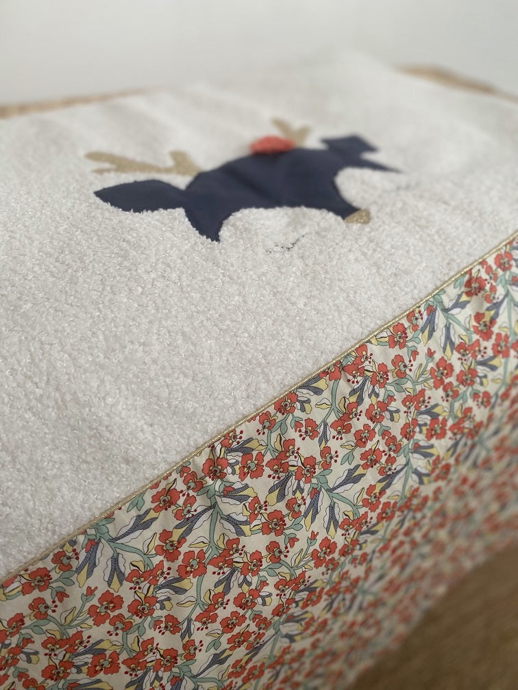couverture bébé fait main petit cerf pour poussette liberty orangé vue1