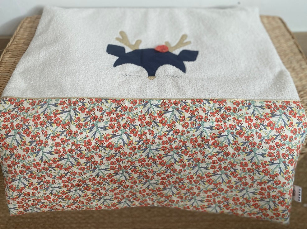 couverture bébé fait main petit cerf pour poussette liberty orangé vue2