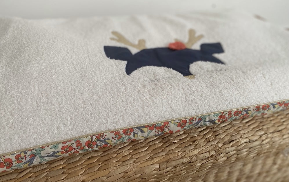 couverture bébé fait main petit cerf pour poussette liberty orangé vue3