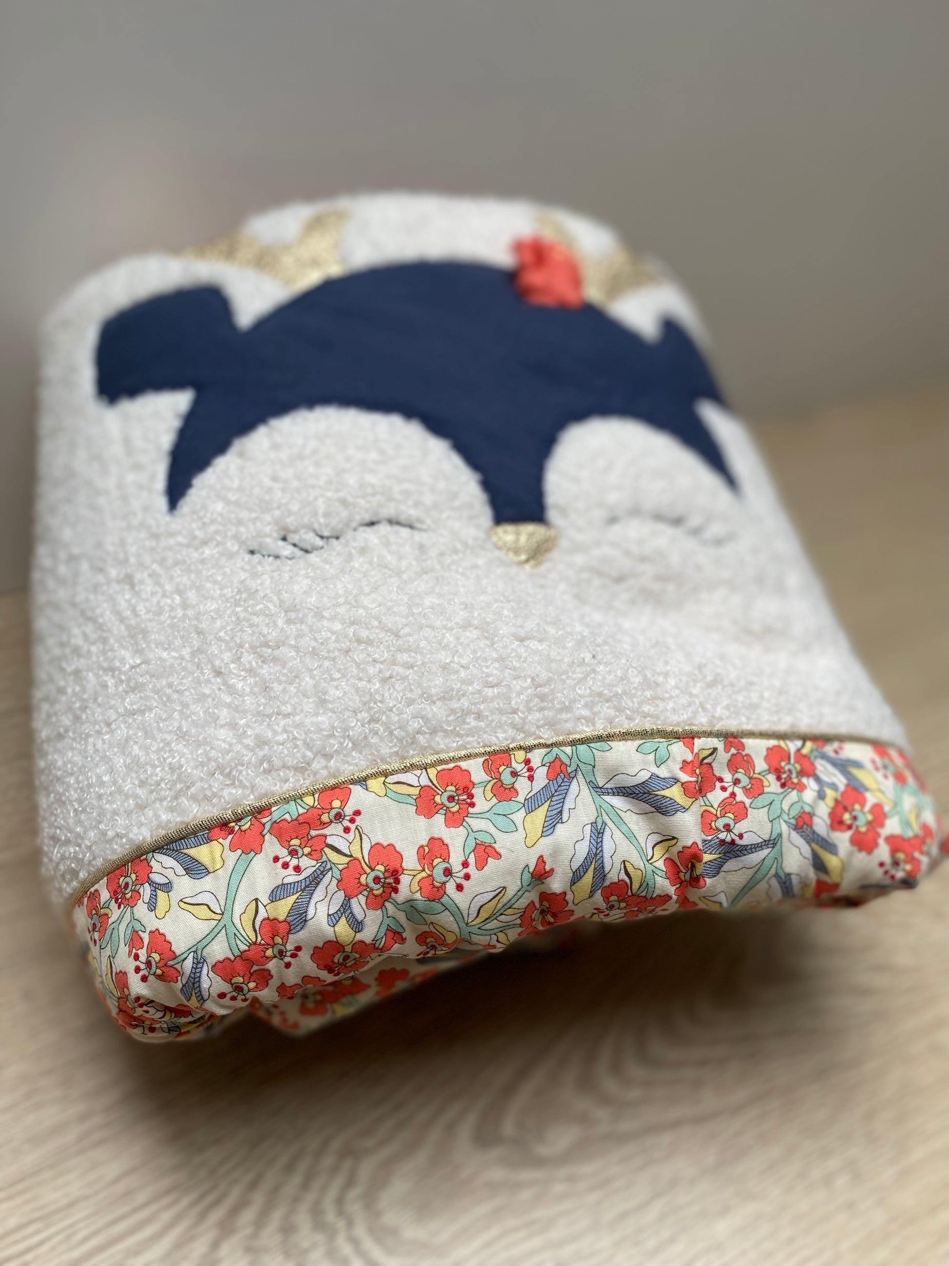 couverture bébé fait main petit cerf pour poussette liberty orangé 