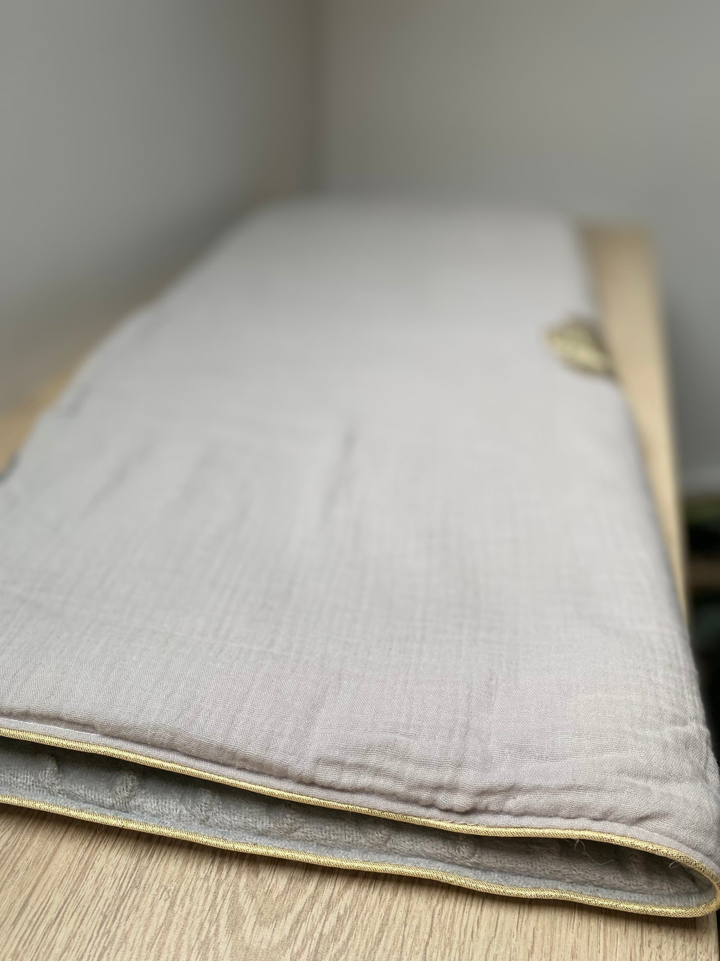 couverture bébé fait main coquillage pour poussette gris vue2