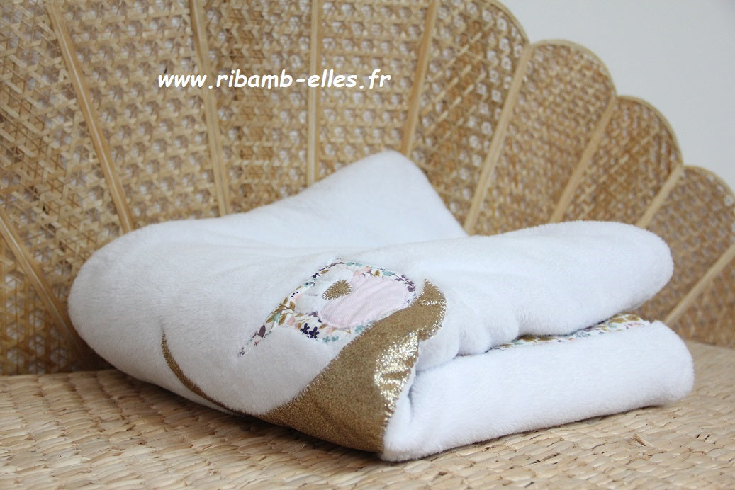 couverture bébé fait main hiboux sur lune pour poussette parme et liberty