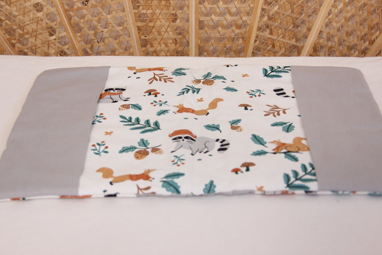 intérieur protège carnet de santé bébé fait main thème renard tons blanc gris